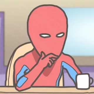 🤔 294a0505 Spider-Man Spider-Man, pensieroso, cartoni animati, Marvel, supereroe whatsapp sticker