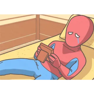 😭 2c4bdd5b triste, piangendo, solo, rosso, blu, letto, cartone animato, personaggio whatsapp sticker