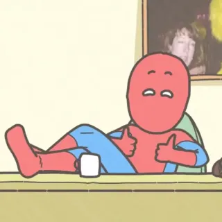 🤙 4957eb78 personaggio, supereroe, rosso, blu, pollice in su, cartone animato whatsapp sticker