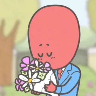 🌹 642ff0a8 cartone animato, fiori, bouquet, personaggio, carino, rosso, vestito whatsapp sticker