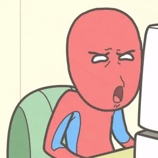 😞 659d678e cartone animato, illustrazione, divertente, computer, scioccato, personaggio, seduto whatsapp sticker