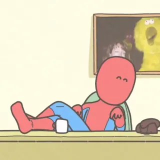 👐 79c27359 Spider-Man Spider-Man, supereroe, cartone animato, rilassante, seduto whatsapp sticker