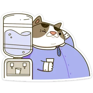 🥛 d6ad2171 猫, ウォータークーラー, ボス, ビジネス, オフィス, サングラス, 漫画 telegram sticker