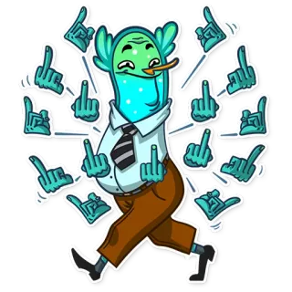 🖕 a196cbbd 卡通, 贴纸, 中指, 冒犯, 手势, 鸟, 办公室, 粗鲁 telegram sticker