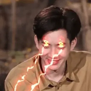 🙏 1d8a5713 persona, sonriendo, rayo, ojos, feliz telegram sticker