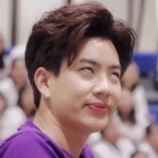 🙏 24954dff persona, hombre, camisa morada, asiático, cara graciosa telegram sticker