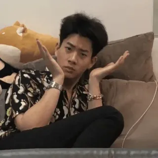 🙏 6e2fc887 hombre, persona, sentado, pose, interior, sofá telegram sticker