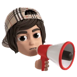 ⁉️ 163ba9bf pessoa, megafone, boné, falando, gritando whatsapp sticker