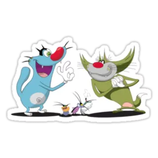 😄 3e9b97e4 Oggy мультфильм, кот, Огги, Огги и тараканы whatsapp sticker
