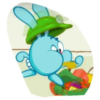 🤨 15690721 cartoon, bunny, helmet, fruit, vegetables, basket whatsapp sticker