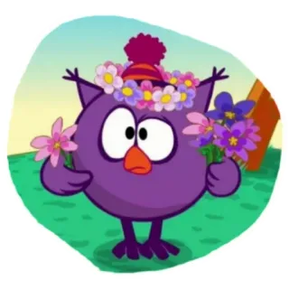 🍔 63b7bd6a owl, flower, cute, cartoon, animal, bird whatsapp sticker