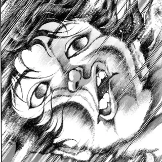 😵 6d119370 wajah berteriak, marah, manga, hitam putih telegram sticker