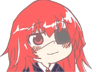 😌 5ddcbeed Anime, Manga, Mignon, Chibi, Cheveux Rouges, Cache-œil, Kawaii telegram sticker
