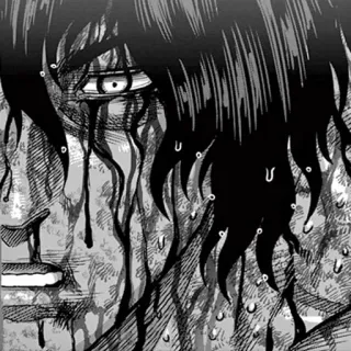 ⚫️ 39634355 smutny, płacz, manga, anime, łzy, emocjonalny, czarno białe telegram sticker