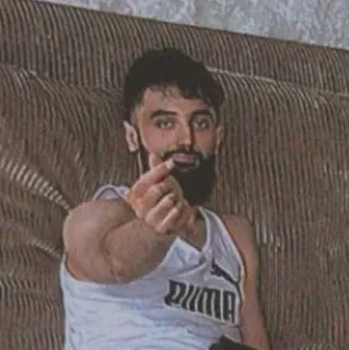 🥰 b55f01a9 가운데 손가락, 모욕적인 제스처, 남자, 퓨마, 탱크톱 telegram sticker