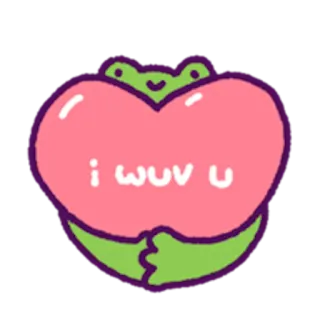 💕 0f50d0ba i wuv u frog, heart, love, cute, cartoon, animal telegram sticker