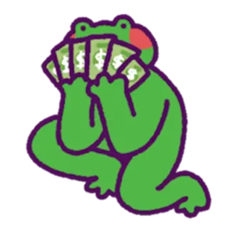 💵 52a327c6 frog, money, cash, wealth, green, success, cartoon telegram sticker