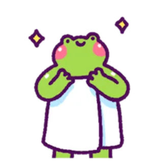 🚿 71ef8f54 frog, towel, cute, sparkles, green, cartoon telegram sticker