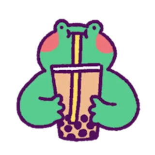 🥤 b89320b9 frog, boba, bubble tea, kawaii, cute, animal telegram sticker