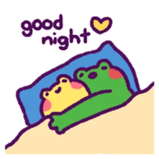 😴 bcba7a41 good night frog, good night, sleep, cute, cartoon, animal telegram sticker