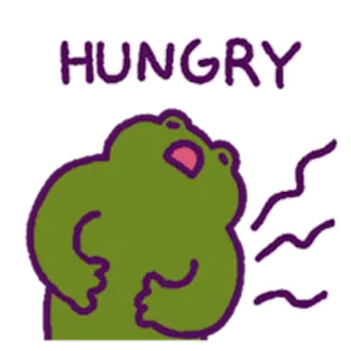 🍴 cc6eebf1 HUNGRY frog, hungry, food, cartoon, animal, comic telegram sticker