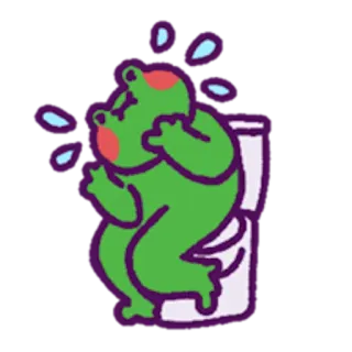 🚽 d2dc1817 frog, upset, bathroom, toilet, cartoon, green, character telegram sticker