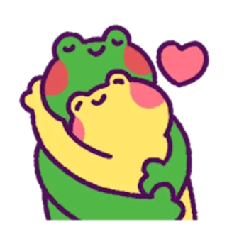 👨‍❤️‍👨 d5e0f5c5 frog, love, cute, heart, hug, affection, cartoon telegram sticker