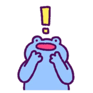 ❗️ e317ef3f frog, exclamation mark, cute, cartoon, sticker telegram sticker