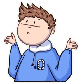 😐 3b737565 Kartun, Anak laki-laki, Karakter, Gestur, Angkat bahu whatsapp sticker