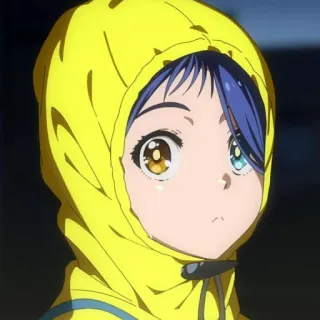 🐣 4ef43481 anime, girl, yellow hoodie, portrait, cartoon, character whatsapp sticker