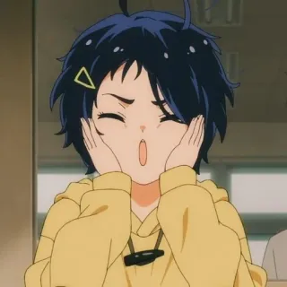 💛 6c87a116 anime, cartoon, girl, cute, smile, yellow, portrait whatsapp sticker