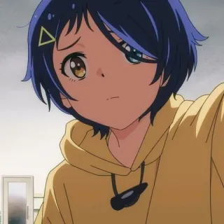 🐣 dddd6946 anime, girl, cartoon, character, yellow hoodie, short hair whatsapp sticker