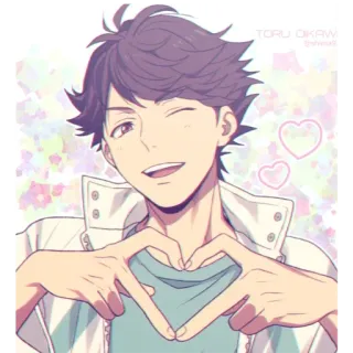 ❤️ 2cfb9a8d Toru Oikawa TORU OIKAWA Аниме, Манга, Персонаж, Улыбка, Счастье, Сердце, Милый whatsapp sticker