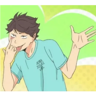 😆 56c47333 Oikawa Tooru Haikyuu!! Аниме, Haikyuu, Ойкава Тоору, Средний палец, Непристойный жест, Аоба Джосай whatsapp sticker
