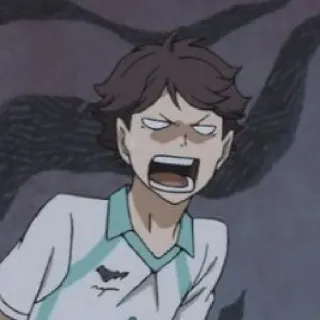 😰 b5194afd Oikawa Tooru Haikyuu!! аниме, мультфильм, Haikyuu, Ойкава, Тоору, злой, выражение whatsapp sticker