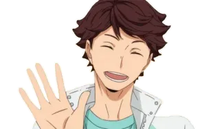 👋 be0c4e7b Oikawa Tooru Haikyuu!! Аниме, Haikyuu, Ойкава Тоору, Приветствие, Машет whatsapp sticker