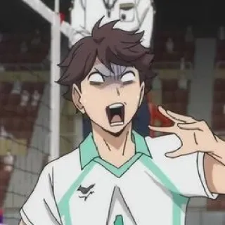 😨 dec5396f Аниме, Персонаж, Выражение, В шоке, Реакция, Волейбол whatsapp sticker