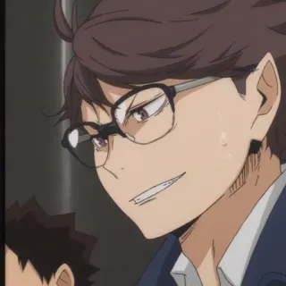 😈 7ced61dc Oikawa Haikyuu!! อนิเมะ, ไฮคิว, โออิคาวะ, แว่นตา, ผู้ชาย, ตัวละคร telegram sticker