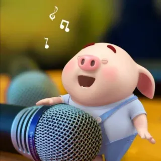 🐽 8ab4e1c3 cerdo, cantando, micrófono, música, dibujos animados, lindo, feliz telegram sticker