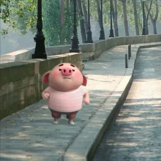 🐽 b22e9e09 lechón, dibujos animados, animal, lindo, caminando, aire libre, rosa telegram sticker