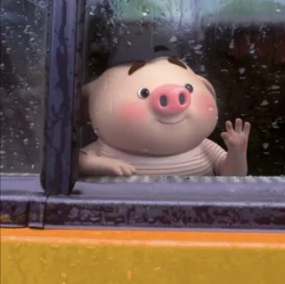 🐽 d3218b0d cerdo, lindo, animal, dibujos animados, saludando, lechón telegram sticker