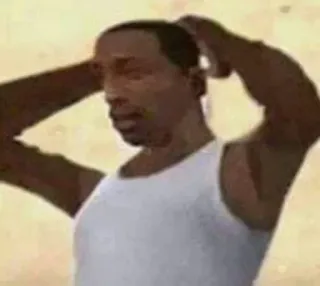 🧟‍♀️ bd49f32c CJ Grand Theft Auto: San Andreas CJ, San Andreas, Grand Theft Auto, Видеоигра, Персонаж, Поза telegram sticker