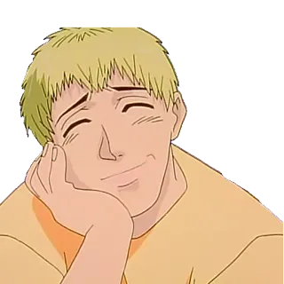 😏 9ec7e639 애니메이션, 남자, 웃는, 캐릭터 telegram sticker