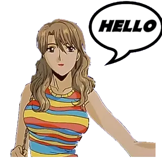 👋 a055d971 HELLO 애니메이션, 여자, 안녕하세요, 말풍선, 만화 telegram sticker