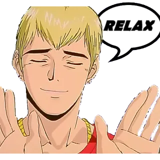 👐 e9e4678a RELAX 애니메이션, 휴식, 금발, 말풍선, 차분한 telegram sticker