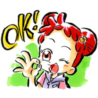 ✳️ 604756d2 OK! ok, desenho animado, menina, fofo, acordo whatsapp sticker