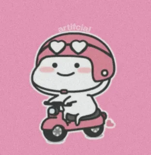 🌸 67be6a84 artificial cute, kawaii, cartoon, scooter, pink, heart, helmet whatsapp sticker