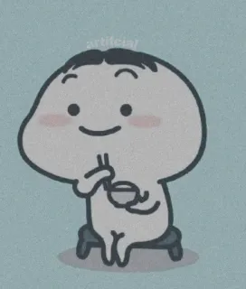 🌸 6ee14653 artificial cute, cartoon, food, eating, chopsticks, bowl, sitting whatsapp sticker