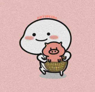 ⛅ 7ef12be4 ARTIFICIAL cute, cartoon, pig, character, kawaii, illustration, animal whatsapp sticker