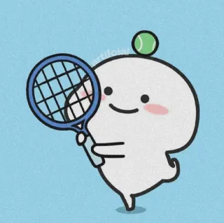 ⛅ efb9f028 tennis, sports, character, cartoon, cute, tennis ball, tennis racket whatsapp sticker
